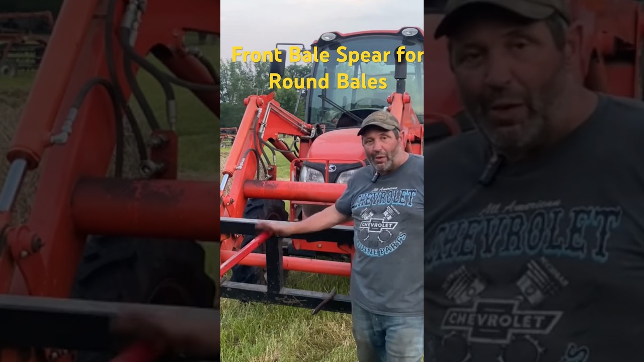 Selecting the Front Bale Spear to Gather Round Bales of Hay 