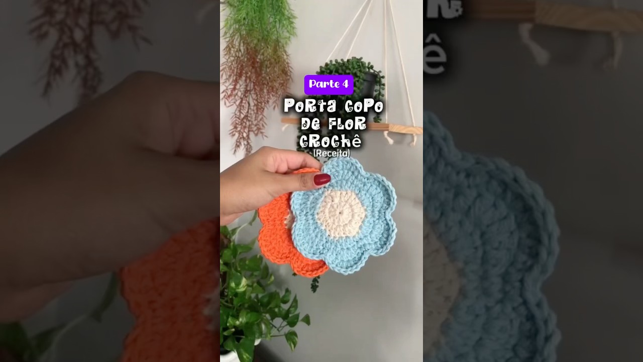 Porta copo de flor crochê 🧶 