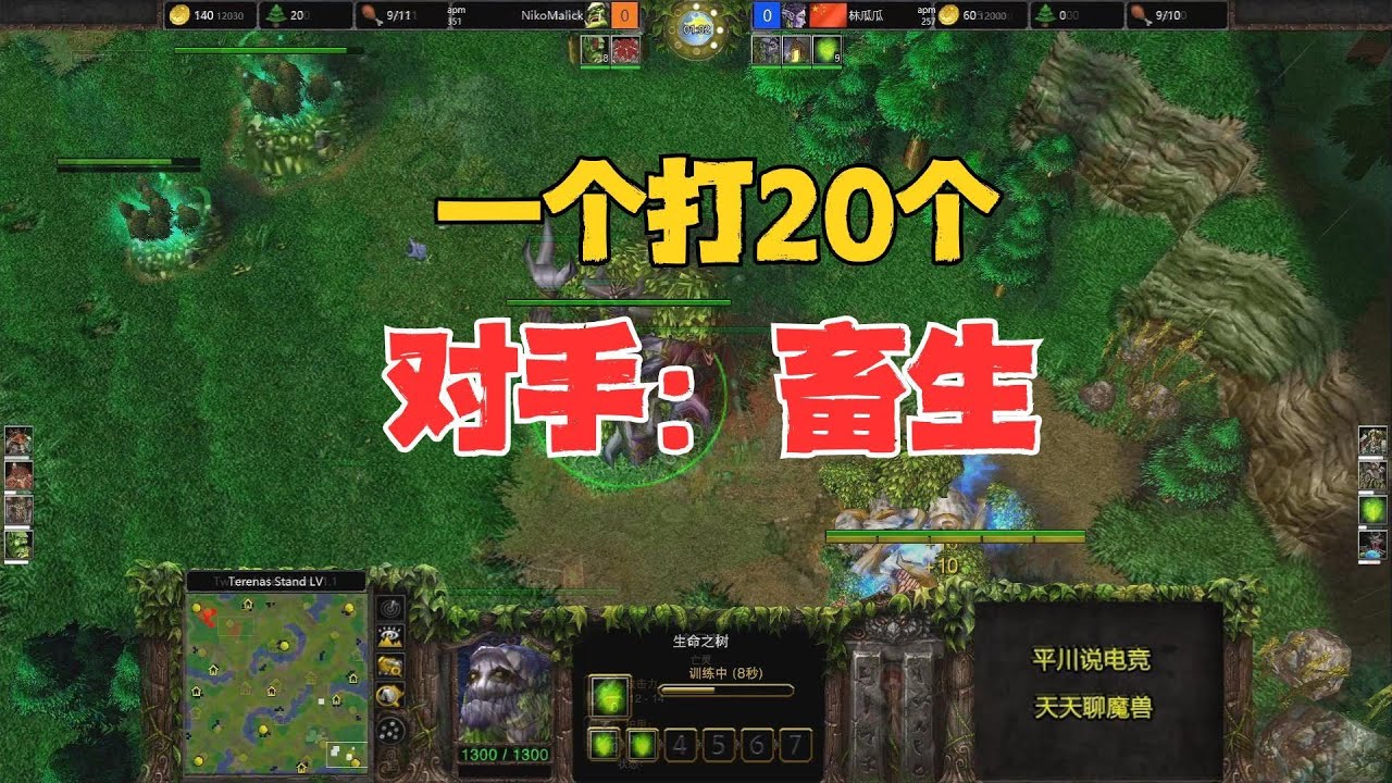 林瓜瓜逆天，一个英雄灭全家，对手：畜生啊！魔兽争霸3