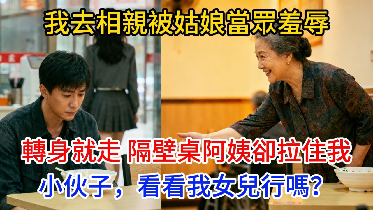 我去相親被姑娘當眾羞辱，轉身就走，隔壁桌阿姨卻拉住我：小伙子，看看我女兒行嗎？#情感故事 #老年生活 #人生感悟 #情感共鸣 #感人壹幕 #故事分享 #故事