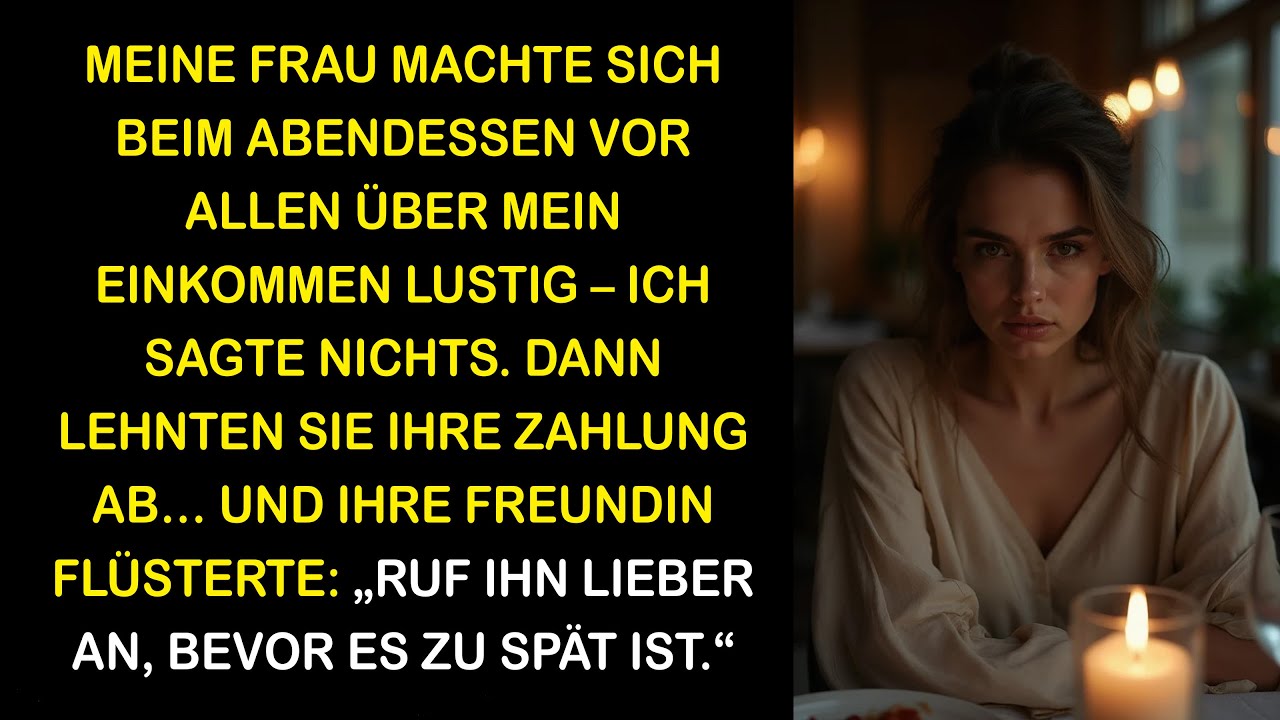 Meine Frau verspottete mein Gehalt beim Dinner – bis ihre Karte abgelehnt wurde