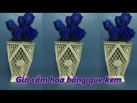 Video Làm giỏ cắm hoa bằng que kem | Tình handmade - youtube