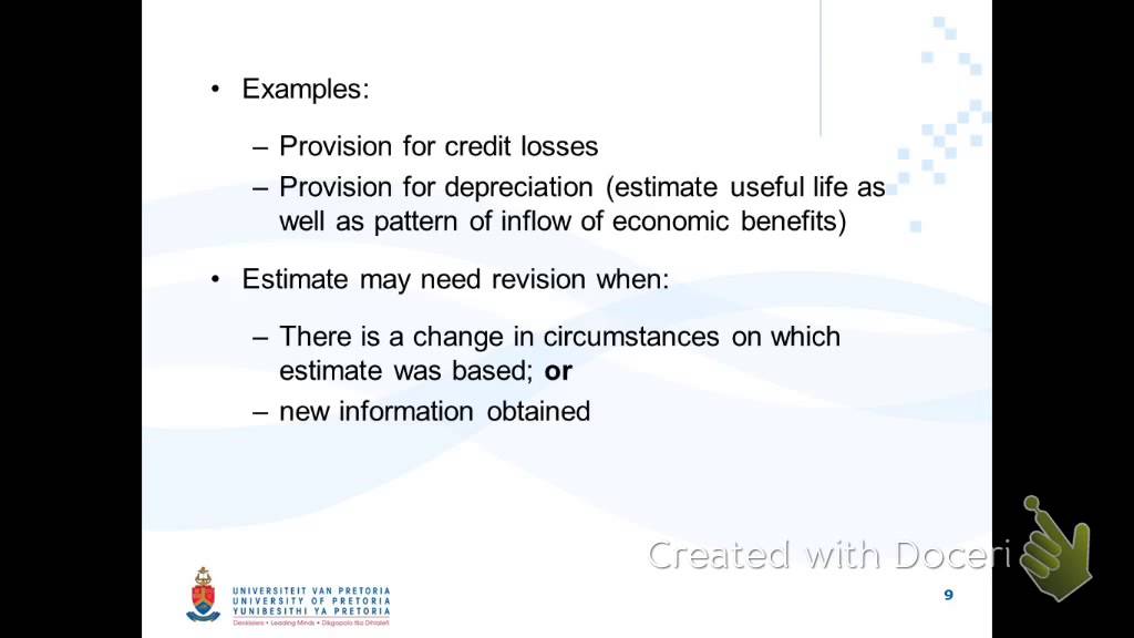 IAS 8 Change in estimates