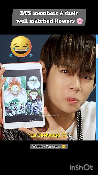 BTS members & their well matched flowers 🌸 but wait for Taehyung 😂 #shorts #bts #flowers #taehyung