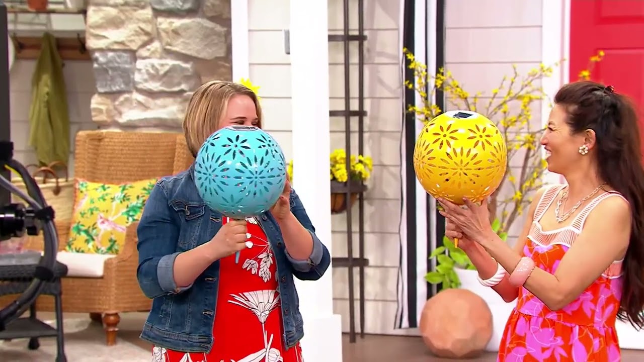 Marigold 10" Illuminated Solar Shadow Casting Metal Garden Globe on QVC