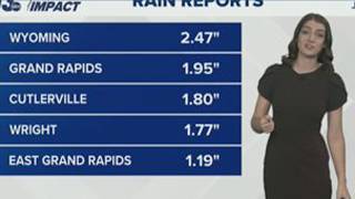 Top totals from Monday's storms