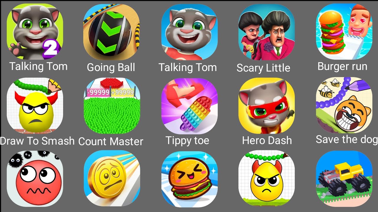 Talking Tom Cat, Draw to Smash, Tom Hero Dash, Roblox, Count Master, Food Run, Tippy Toe, Drive Mad