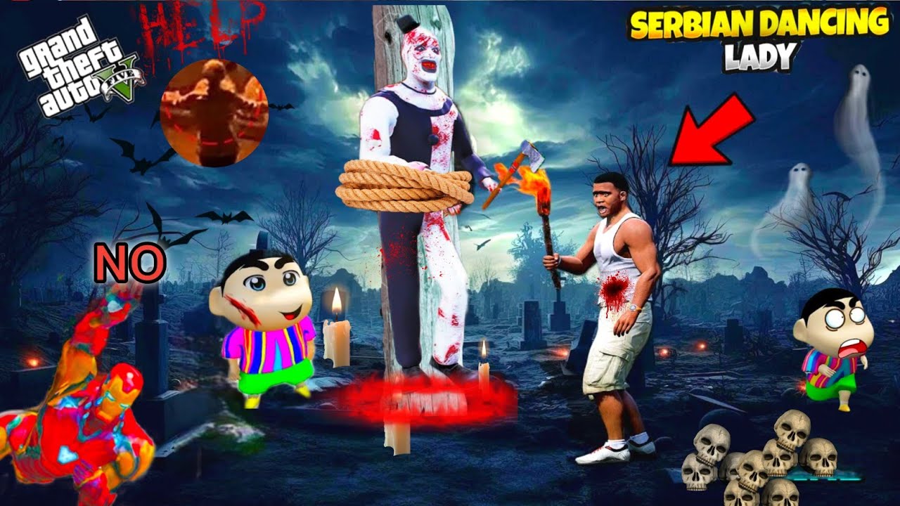 Franklin Protect His House From Serbian Dancing Lady and Save Shinchan & Avengers in Gta V | 