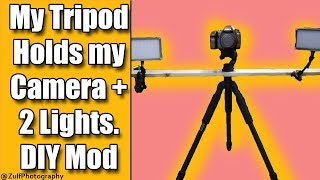 DIY Tripod mod to hold Camera and two video LED lights