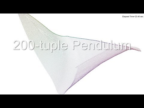 200-tuple Pendulum starting from horizontal position / simulation / chaos