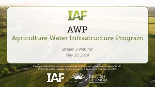 Agriculture Water Infrastructure Program Stream 3 Webinar | May 30, 2024