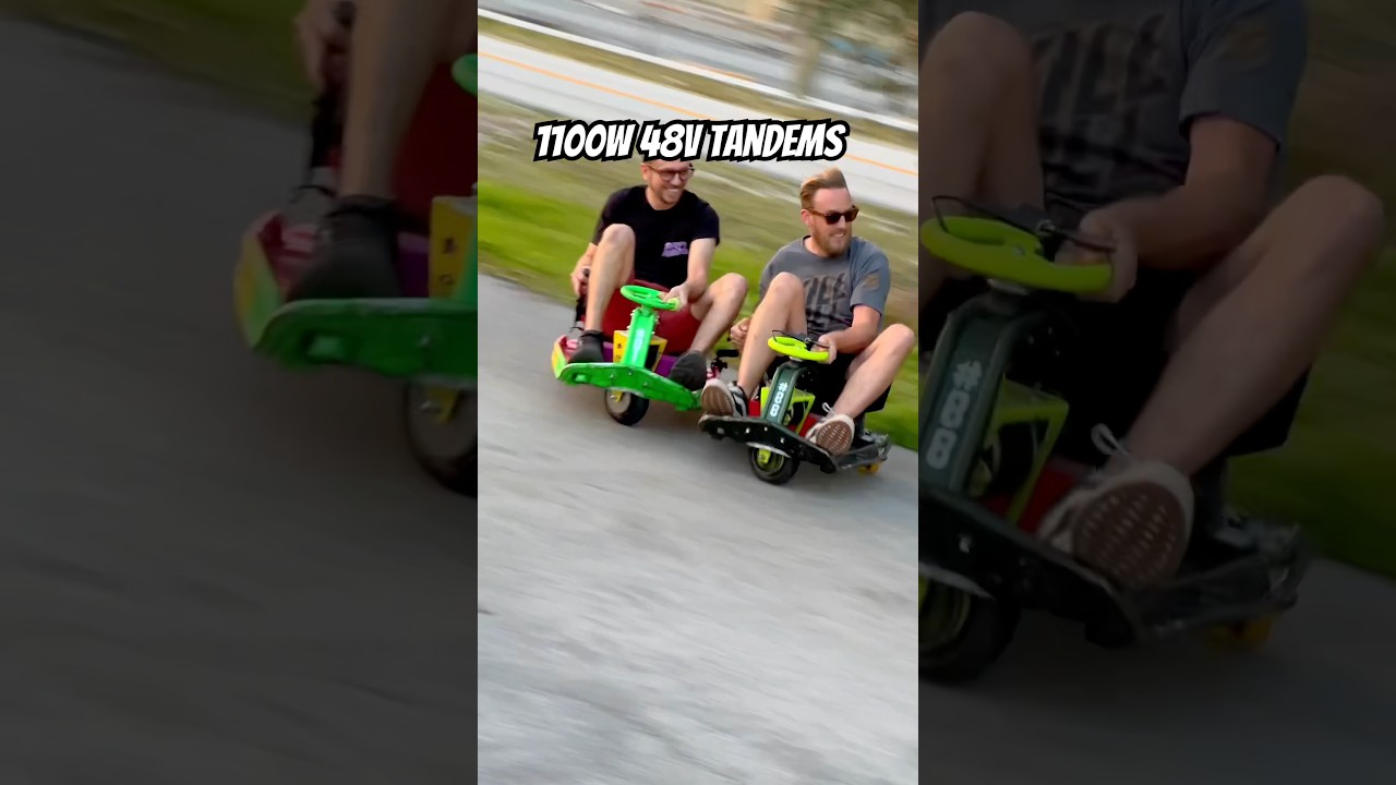 High speed tandems on our 1100w 48v Stage 5 Drift Karts 👀