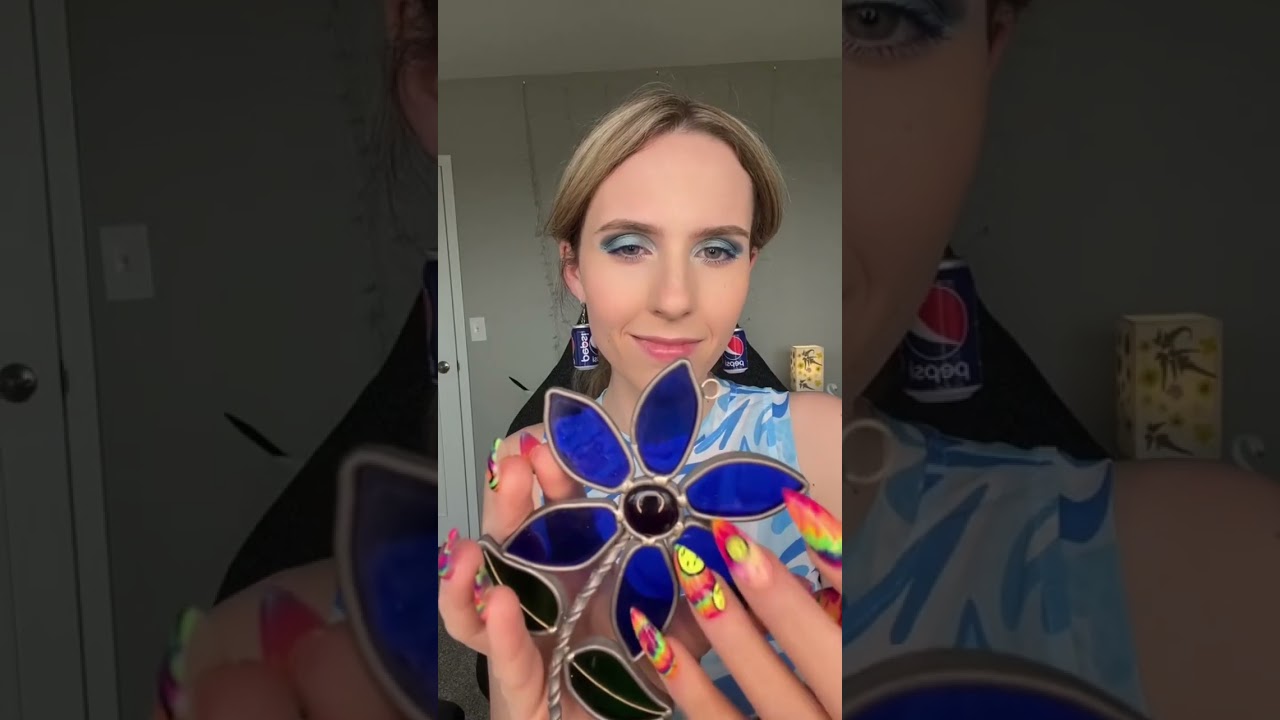 Random Object Blue Makeup with Layered ASMR Sounds to Give You Tingles ✨💙