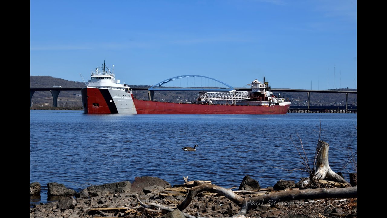 Comin in Heavy! The Arthur M Anderson Arriving Duluth with a cargo of limestone April 16, 2021