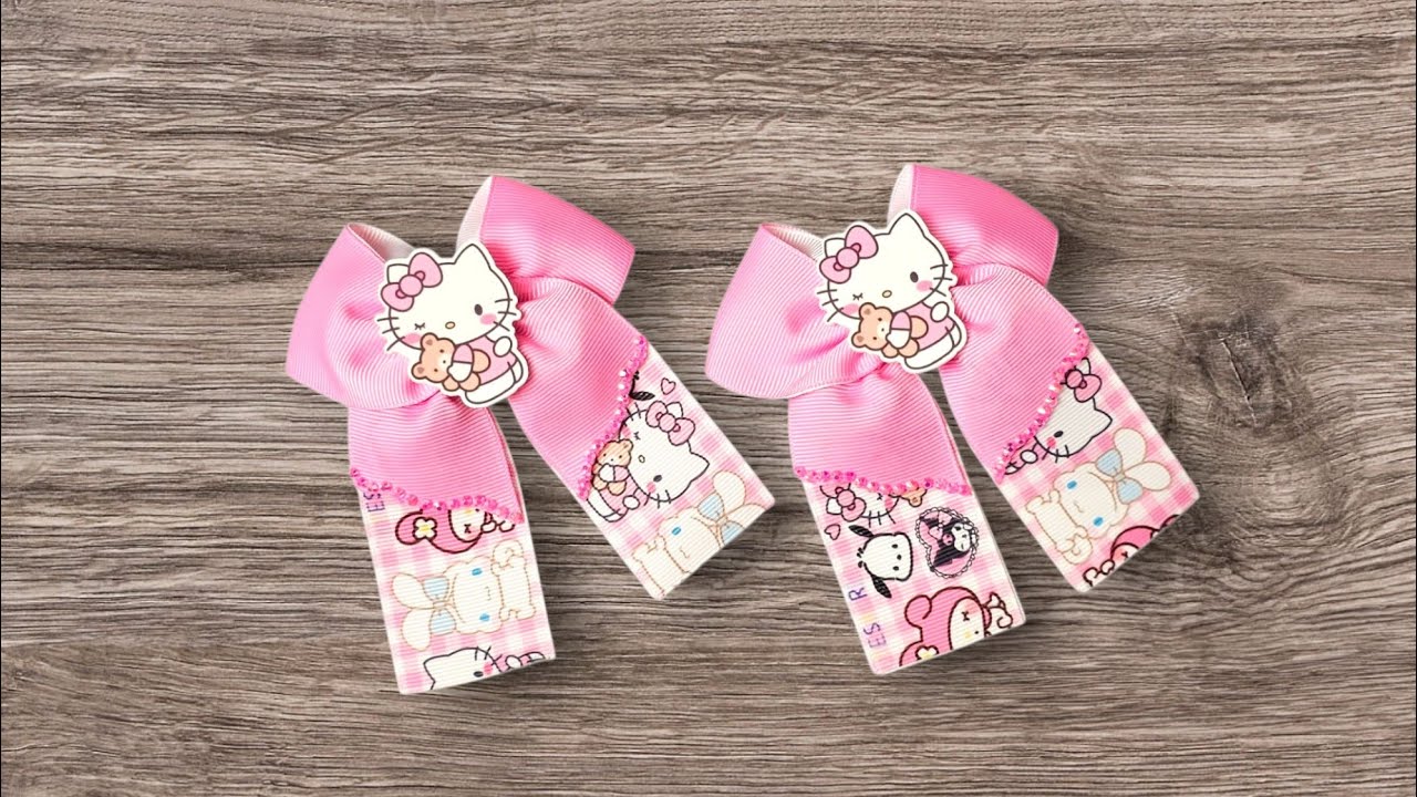 Como hacer moños con liston de 3.8cm /moño coletero en tendencia/Laços para meninas/moño de 3 capas