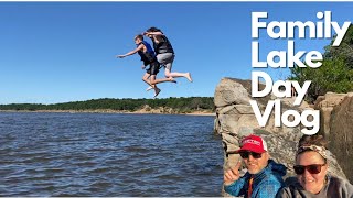 Off The Ranch: Family Lake Day Vlog Crappie| Fishing| Relaxing| Beach Party|  Jumping Off The Cliffs