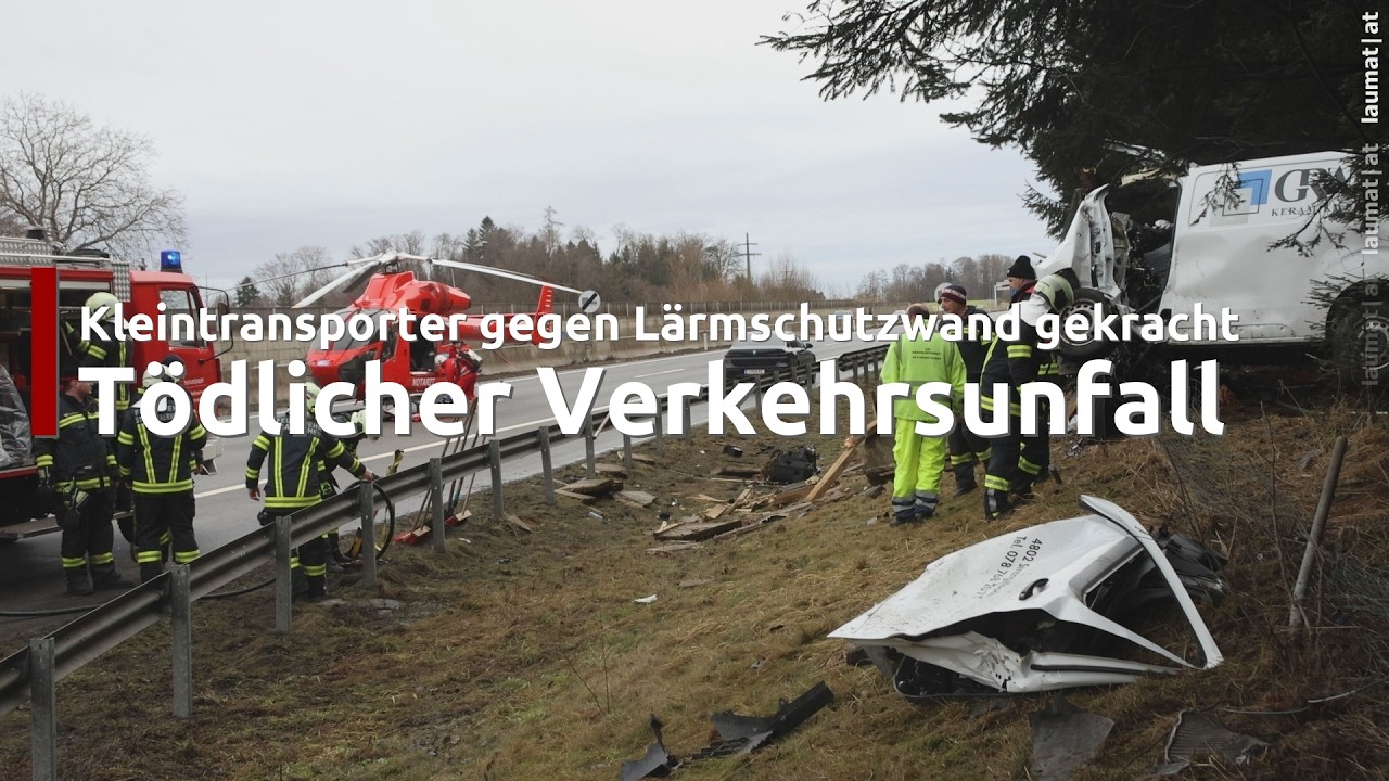 Tödlicher Crash: Kleintransporter kracht auf Westautobahn bei Laakirchen gegen Lärmschutzwand