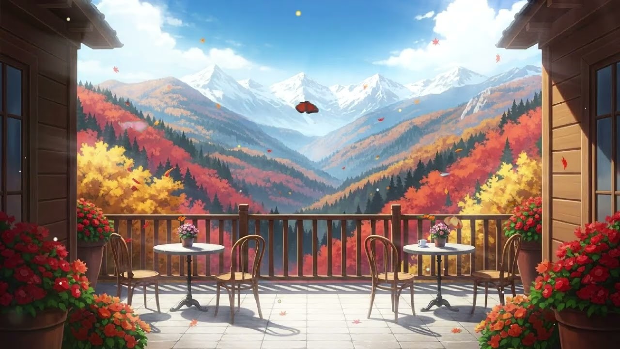 🍂 autumn mountain cafe ambience ☕ | cozy fall lofi music for study, focus & relaxation