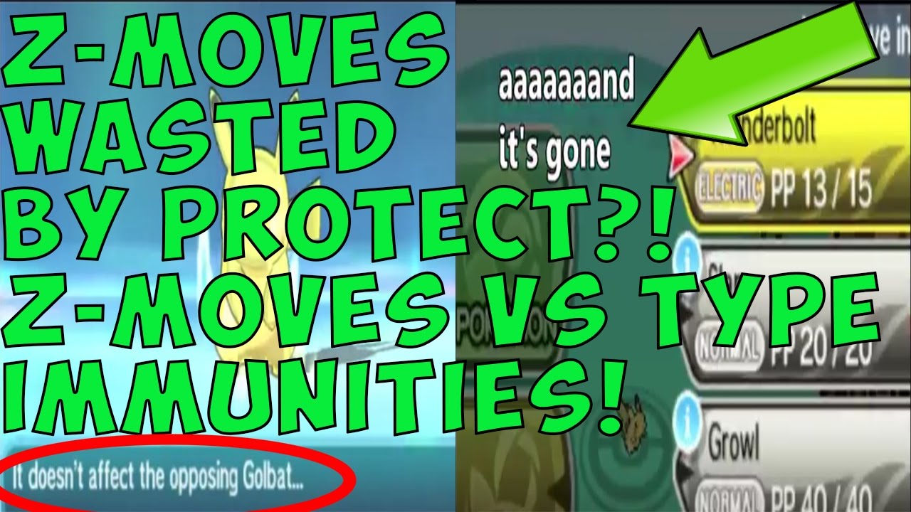 ZMOVES WASTED ON PROTECT? ZMOVES VS TYPE IMMUNITIES! POKEMON SUN