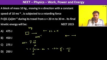 A block of mass 10 kg , moving in x direction with a constant speed of 10 ms−1 , is subjected to a