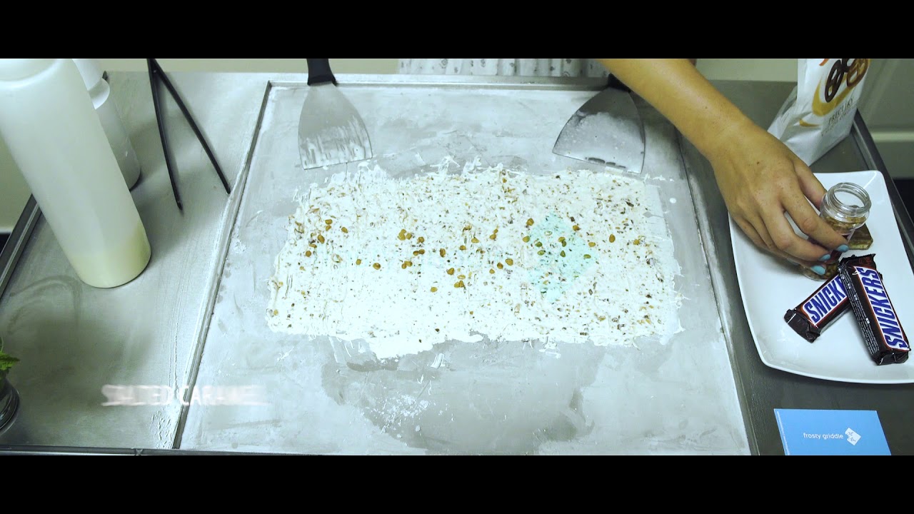 Frosty Griddle - How to make Snickers ice cream rolls - YouTube