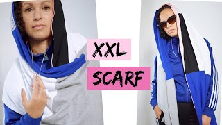 HOW TO SEW A MODERN PATCHWORK SCARF / XXL Hoodie Scarf from fabric scraps  DIY  | tutorial