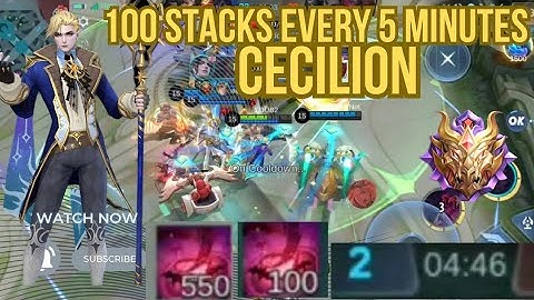 Over 100 stacks every 5 minutes | Cecilion gameplay and 550 stacks tutorial | #mlbb #cecilion #guide