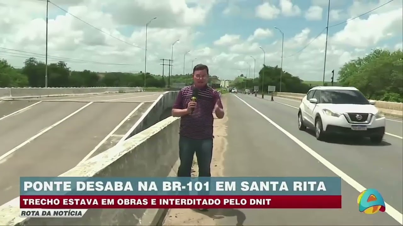 Rota da notícia - Trecho em obras da BR-101 em Santa Rita registra desabamento de ponte