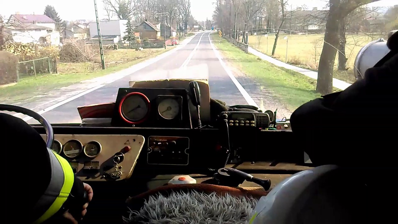 Alarmowo od środka 459[T]07 GCBA Jelcz 004 z OSP Nietulisko Duże do pożaru trawy