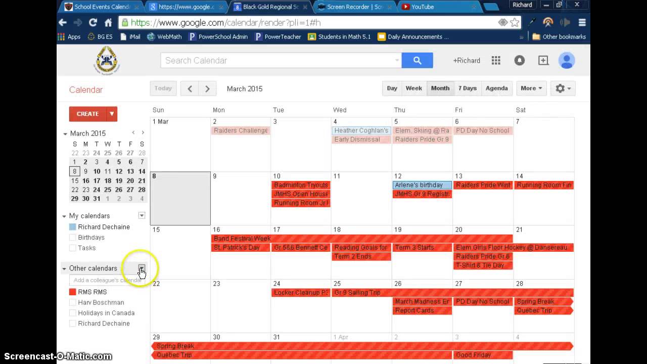 Adding RMS Calendar to GShare