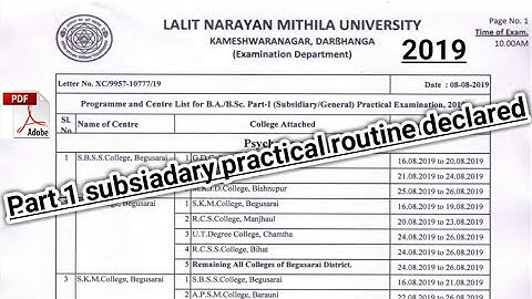 Lnmu part 1 subsiadary practical exam date 2019 || by study with kumar keshav