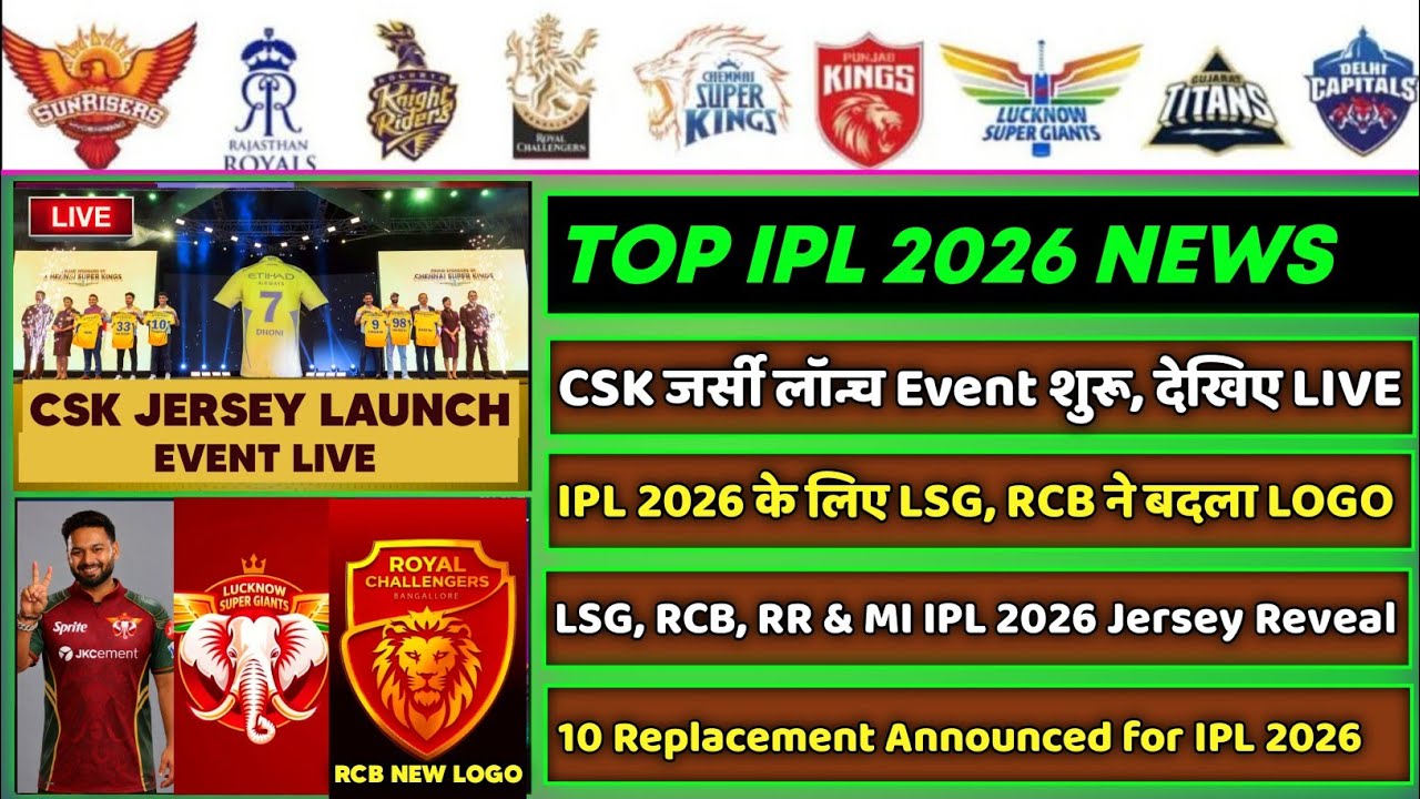 IPL 2026 - 8 Big News for IPL on 25 Feb (CSK Jersey Launch, LSG & RCB LOGO, IPL Schedule & Jersey)