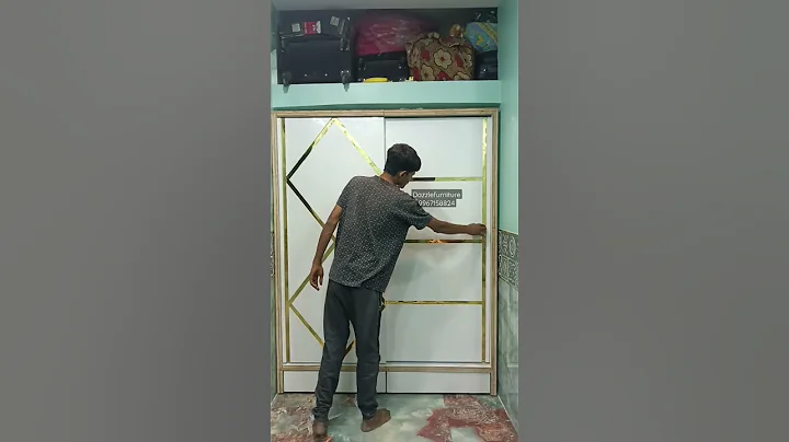 sliding Wardrobe design in gold #shorts #viral #interiordesign #trendingshorts #trending #rank