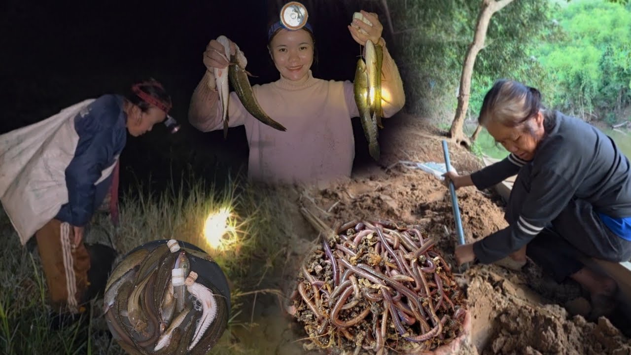 ไม่น่าเชื่อ!!ปักเบ็ดหน้าแล้งด้วยไส้เดือน ได้ปลาโคตรเยอะ|ສອງແມ່ລູກອອກຫາກິນໃສ່ເບັດຍາມແລງ