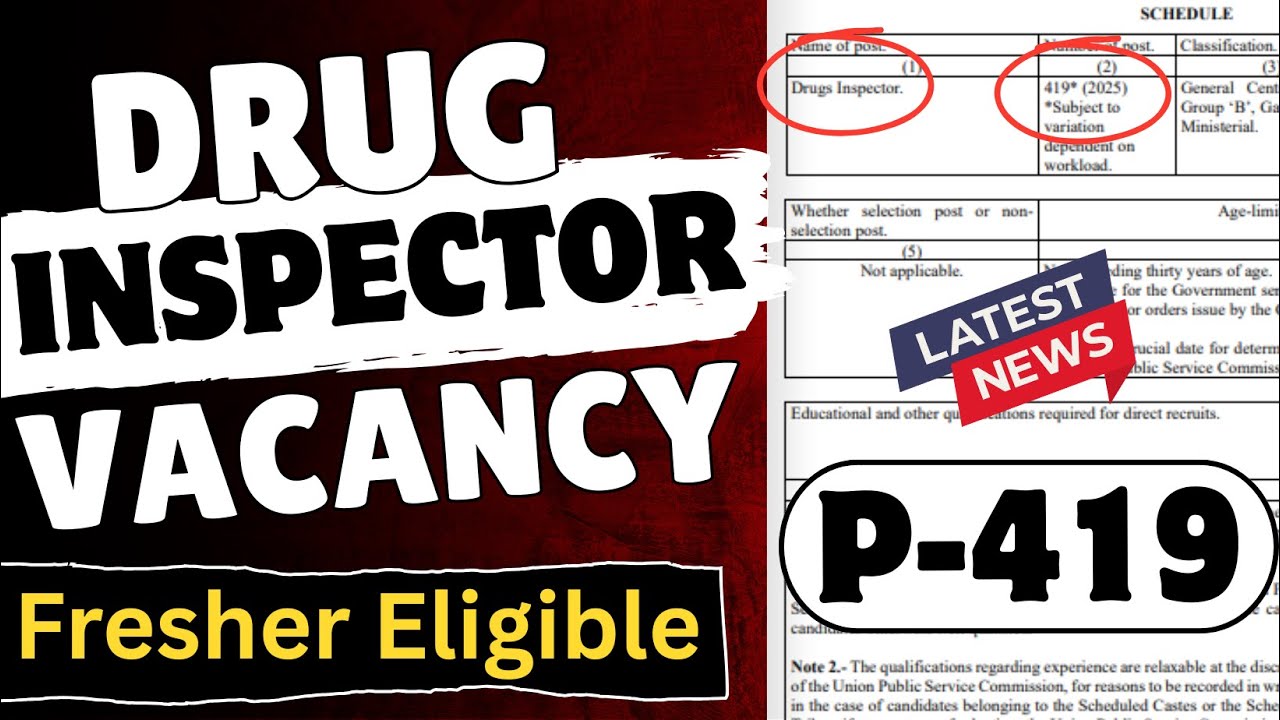 Drug Inspector Vacancy 2025 || UPSC Drug Inspector  gazette notification 2025 || Drug Inspector 2025