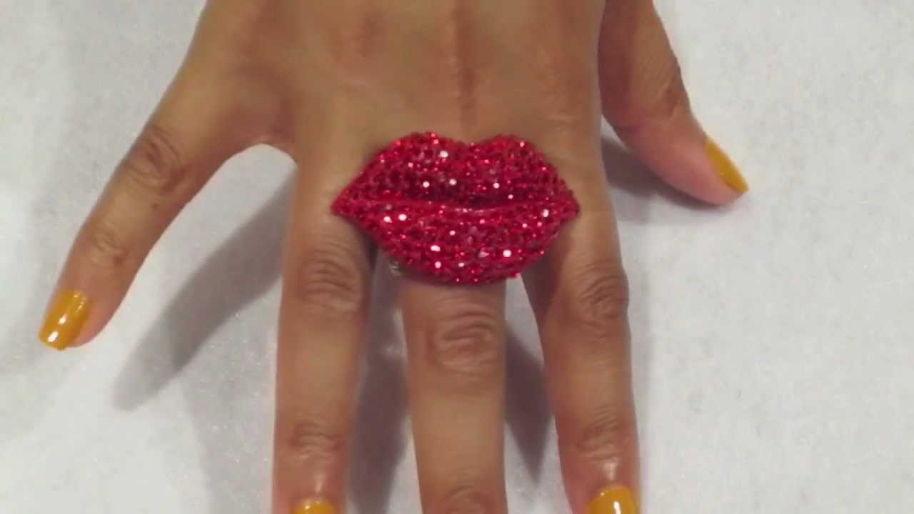 Basketball wives inspired crystal kissing Lips ring