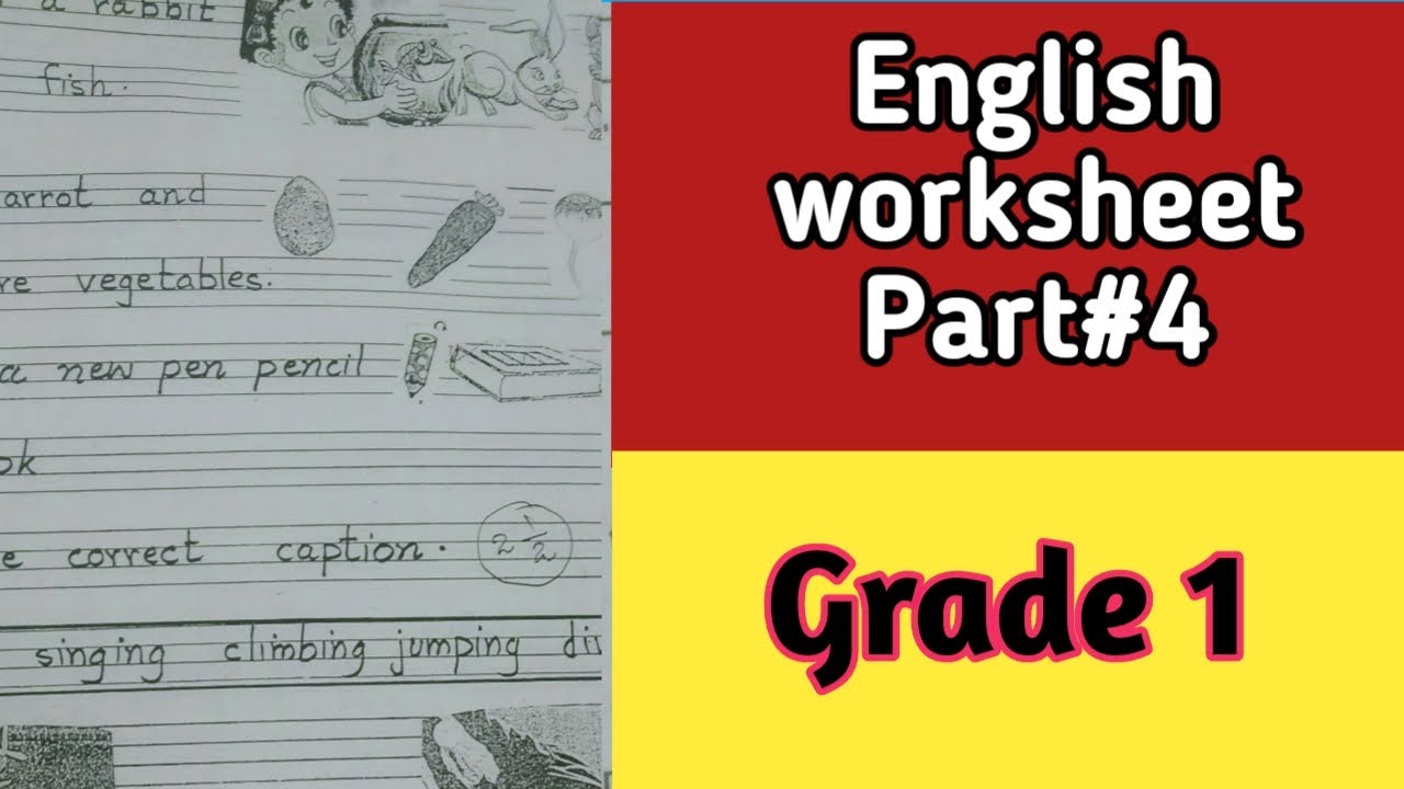 Class 1 English Worksheet English Worksheet 4 20 June2020 YouTube