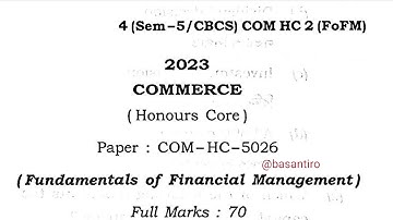 BCom 5th semester commerce Honours paper HC 2 Guwahati University COM-HC-5026 2023
