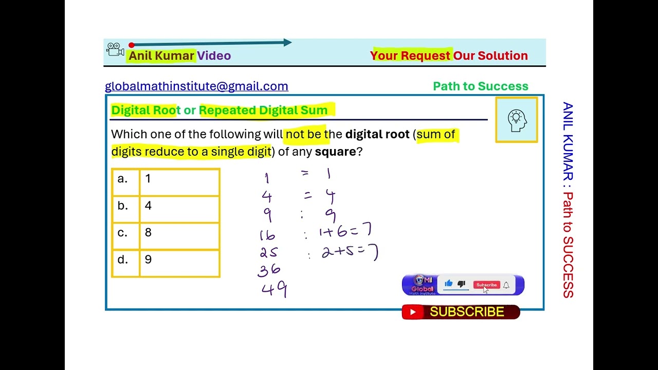 How to find the Digital Roots of Perfect Squares Mod 4