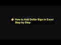 Excel: How to Add a Dollar Sign in Excel