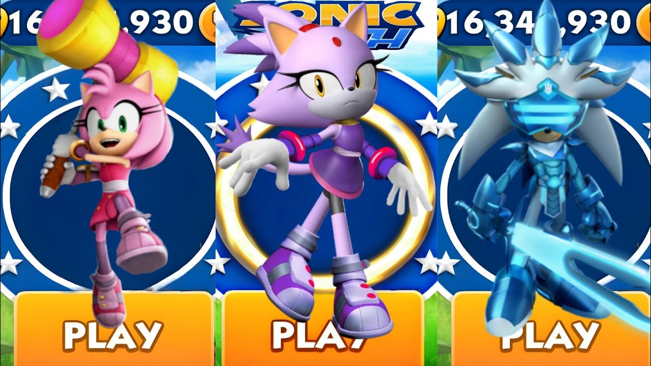 Sonic Dash - Sport Amy VS Blaze Dash VS Chrono Silver _ Movie Sonic vs ...