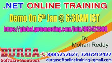 .NET  Online Training in DURGASOFT  by  Industry Expert Demo On 6th JAN @ 6:30AM IST