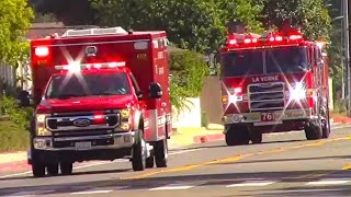 La Verne Fire Dept. “New” Engine 761 & Rescue 761 Transporting 