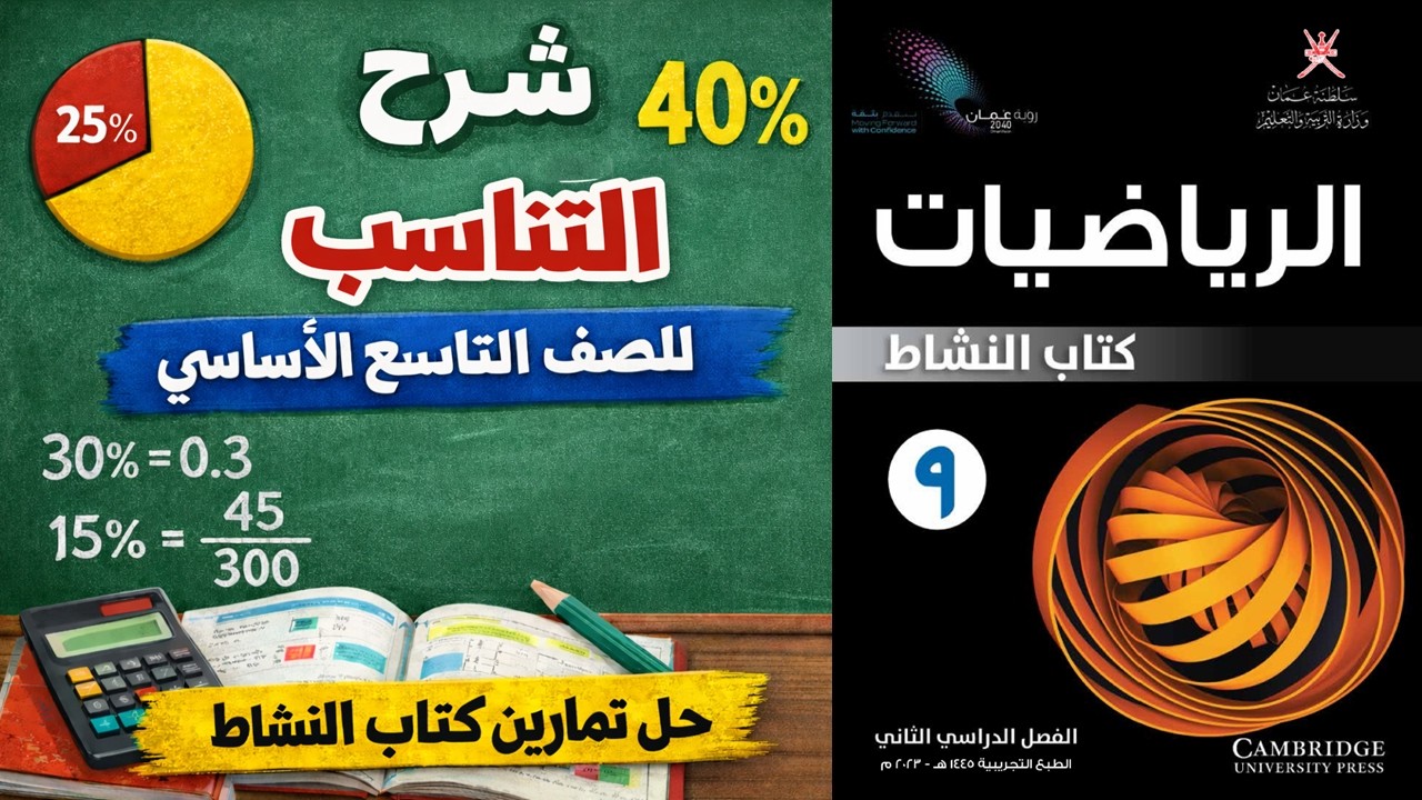 شرح درس التناسب للصف التاسع الأساسي | حل تمارين كتاب النشاط