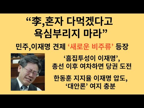 “李,혼자 다먹겠다고 욕심부리지 마라”.이재명 견제 ‘새로운 비주류’ 등장.‘상처투성이 이재명’,총선 이후 여차하면 당권 도전.한동훈 지지율 이재명 압도,‘대안론’ 여지 충분