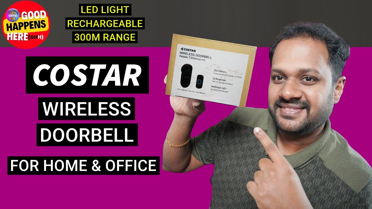 COSTAR Wireless Door Bell Kits Chime for Home Office with LED Light