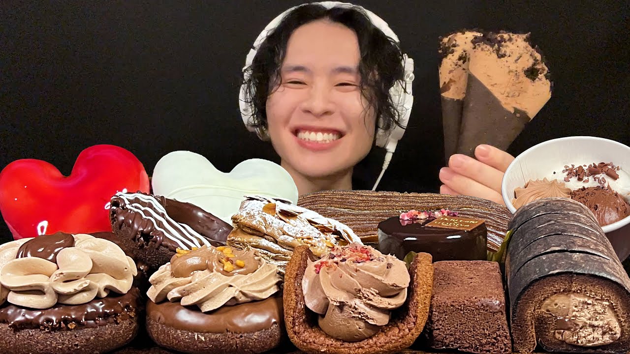 ASMR チョコレートドーナツ&コンビニスイーツ‼️【咀嚼音/mukbang/Eating Sounds】