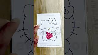Coloring sheet of Hello Kitty holding strawberry #shorts #coloringvideos #coloringbook #coloringpage