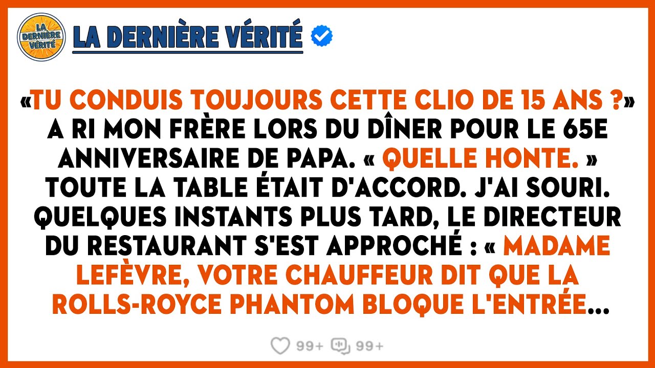 Pour Les 65 Ans De Papa, Mon Frère A Dit : « Elle Conduit Une Épave », Puis Mon Chauffeur Est Arrivé