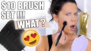 TESTING A $10 MAKEUP BRUSH SET ... OMG!!!